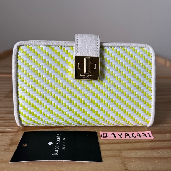 Kate Spade Phoebe Straw Turnlock Medium Wallet🎈🎈 - Picture 1 of 9
